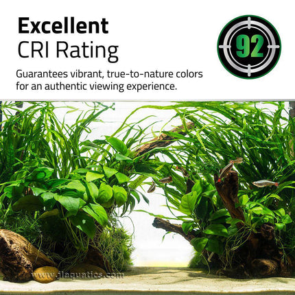 Fluval Plant 4.0 Nano LED Aquarium Light has an excellent CRI Rating, guaranteeing true-to-nature-colors.