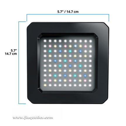 Close up of the Fluval Reef 4.0 Nano LED Aquarium Light including measurements.