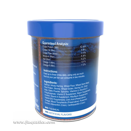 Omega One Marine Small Pellet Fish Food instructions and ingredients.