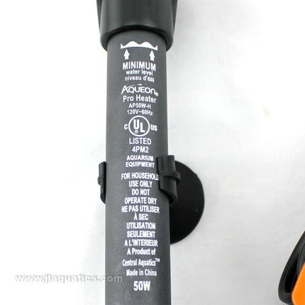Aqueon Pro Aquarium Heater - 50 Watt warnings and CuL certification for this heater for aquariums