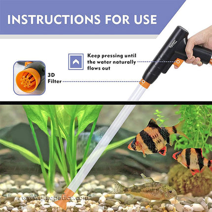Hygger Hand Held Aquarium Gravel Cleaner instructions on using.