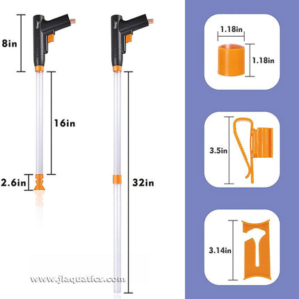 Hygger Hand Held Aquarium Gravel Cleaner has an extendable tube for deeper aquariums.