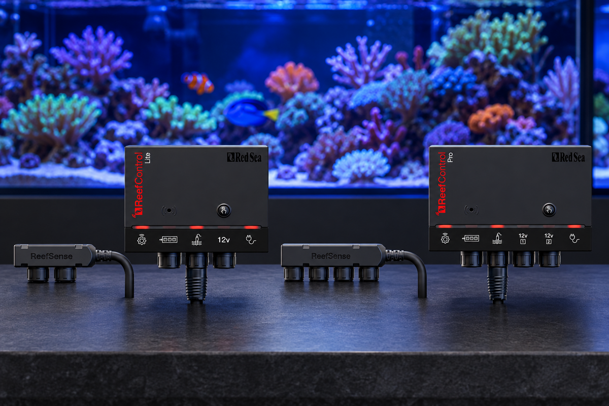 Red Sea ReefControl Lite and Pro controllers for monitoring a reef aquarium.