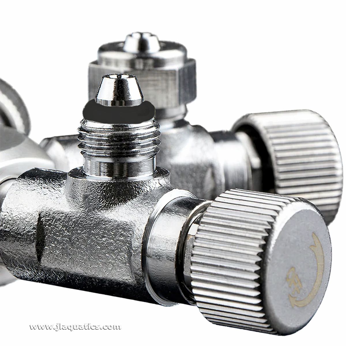 Close up of the needle valve on the Reef Crest Aquarium 6 Way CO2 Splitter with Needle Valves