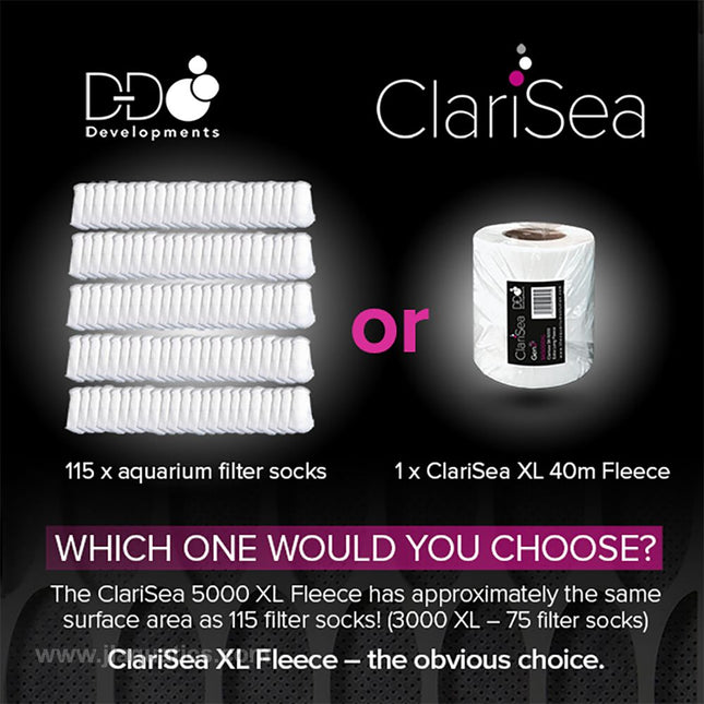 Clarisea Fleece Filter Roll comparison between using filter socks for aquarium sumps or the fleece filter.