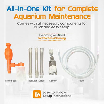 The Flipper AquaVac Gravel Cleaner comes in an all-in-one kit for complete aquarium maintenance with easy to follow instructions.