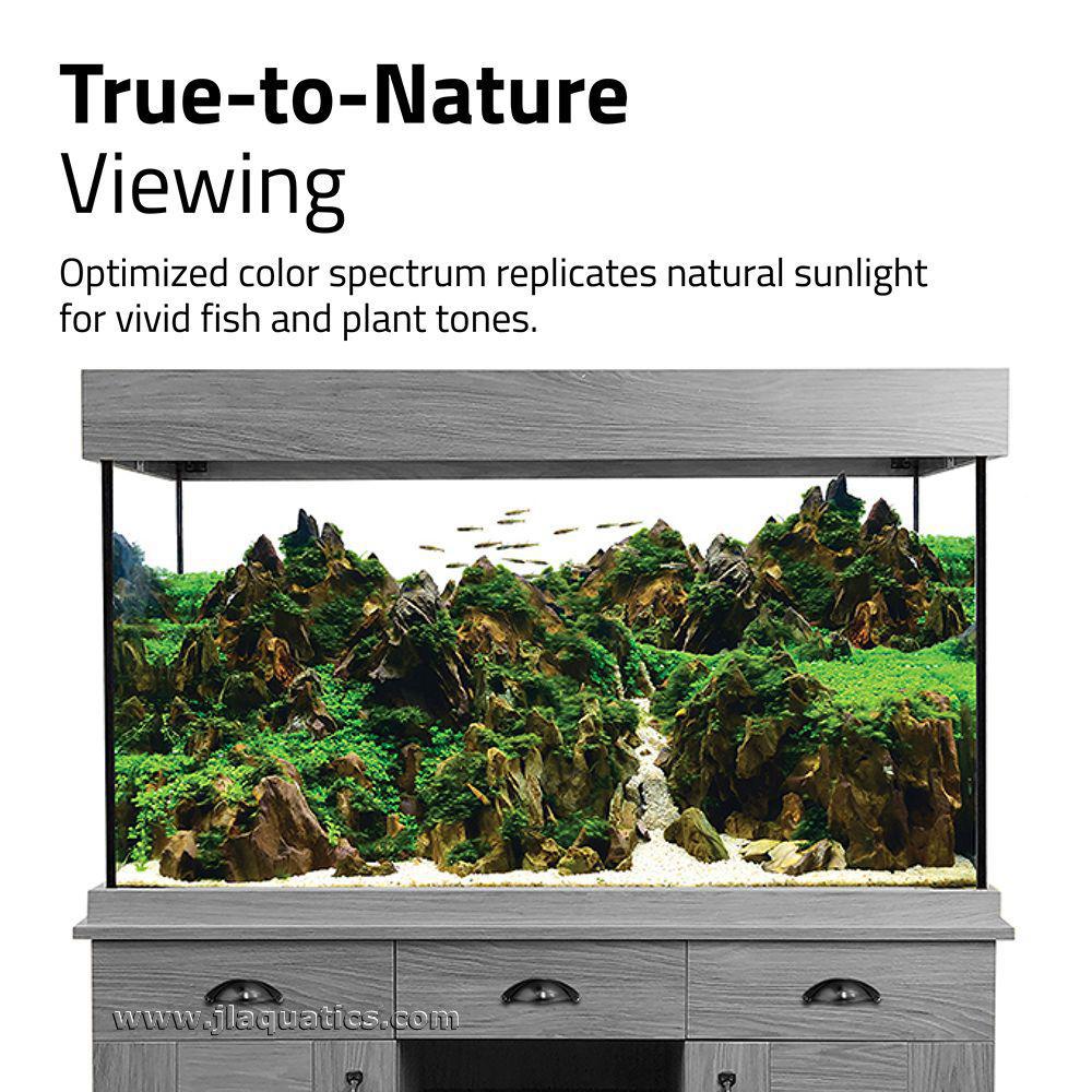 Fluval Aquasky 3.0 LED Aquarium Light offers True-To-Nature Viewing, with a color spectrum that replicates natural sunlight.