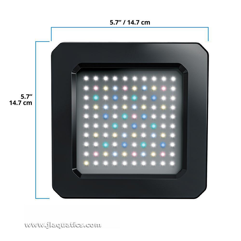 Close up of the Fluval Plant 4.0 Nano LED Aquarium Light with measurements.