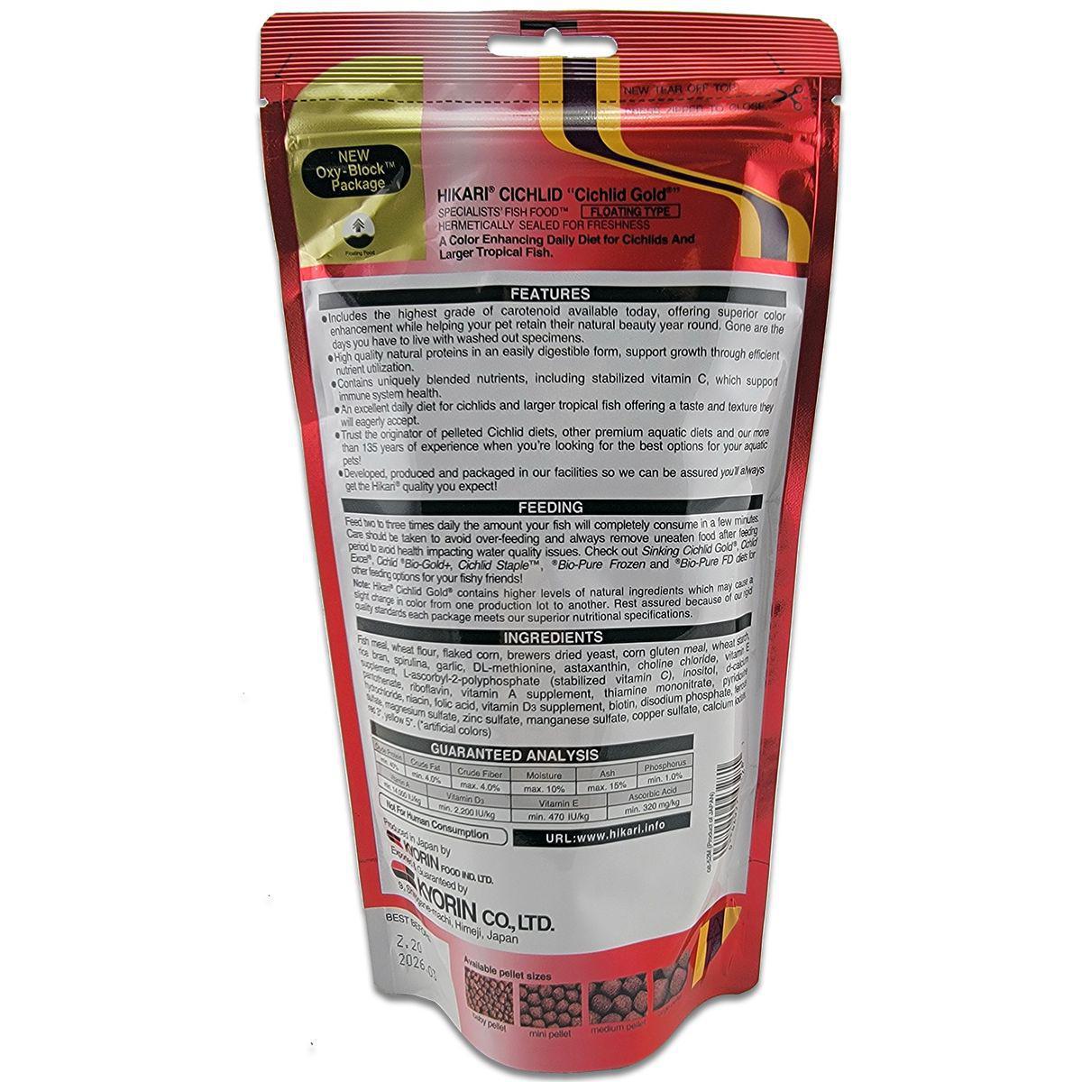 Hikari Cichlid Gold Medium Pellet - 250 Gram features and instructions