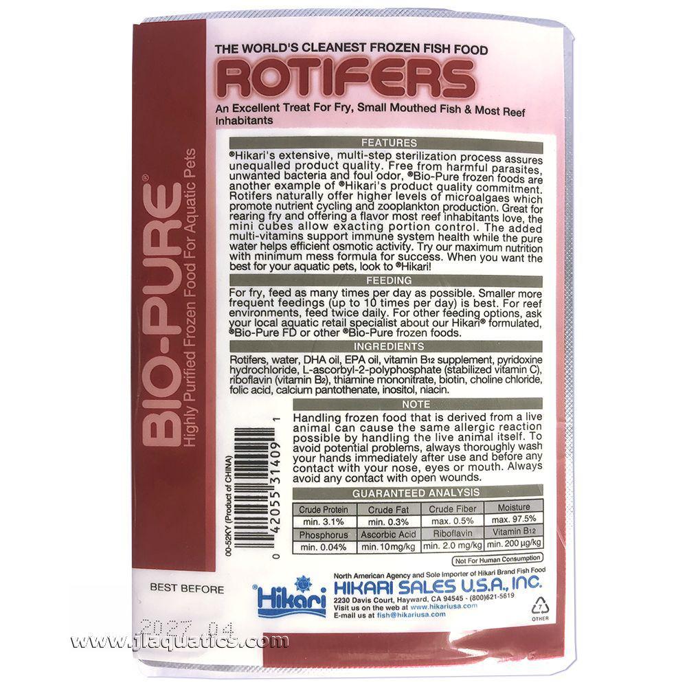 Hikari Frozen Rotifers - 1.75oz Cube features and ingredients