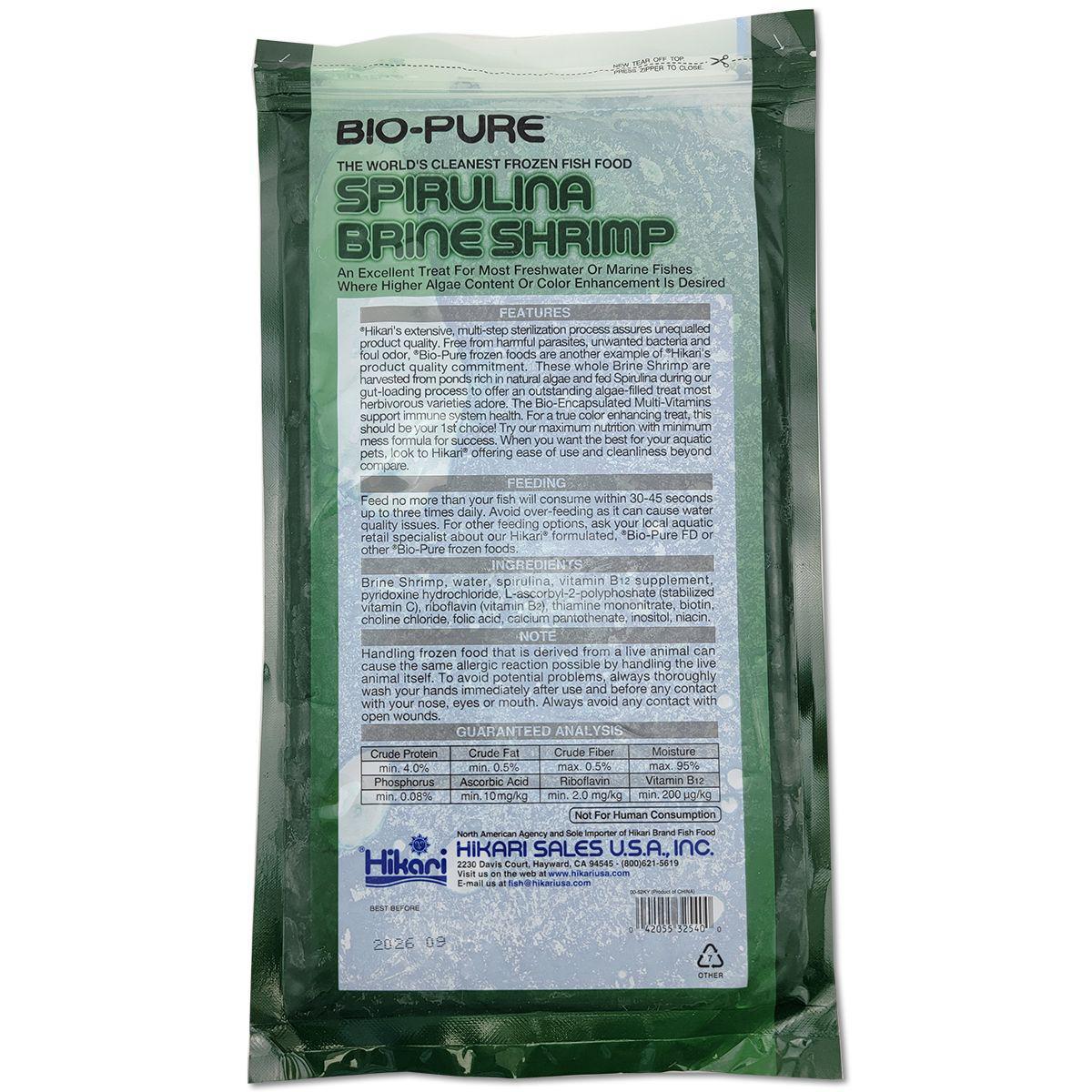 Hikari Frozen Spirulina Brine Shrimp  features, feeding guide and ingredients list