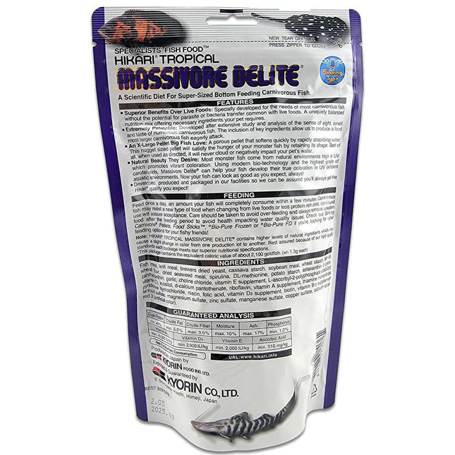 Hikari Massivore Delite Carnivore Large Pellet Food - 380 Gram features and instructions