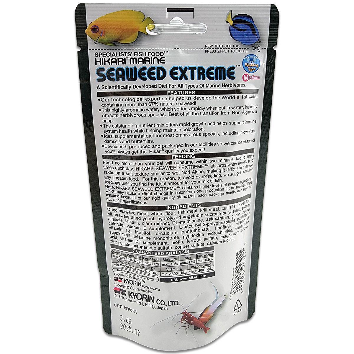 Hikari Seaweed Extreme Medium Pellet Fish Food - 90 Gram features and feeding instructions