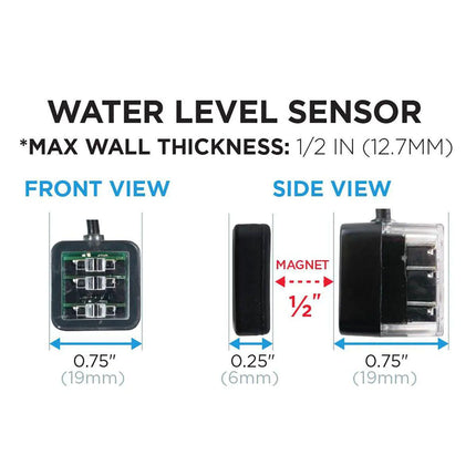 Hydros Triple Optical ATO Kit close up of water level sensor showing dimensions of each side