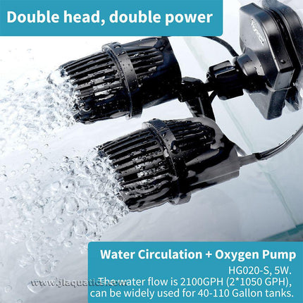 Double the heads - double the power with the Hygger Double Aquarium Powerhead!
