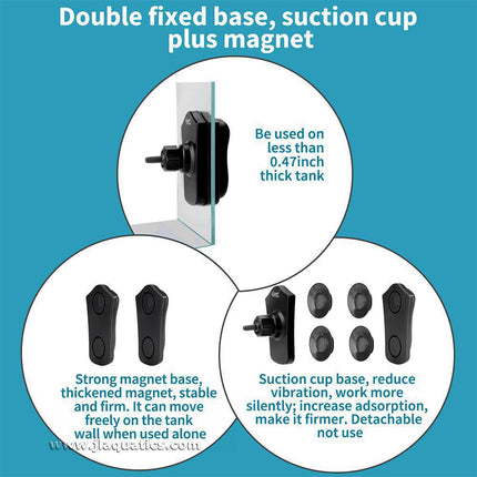 The Hygger Double Aquarium Powerhead has a double fixed base, suction cup and magnet.