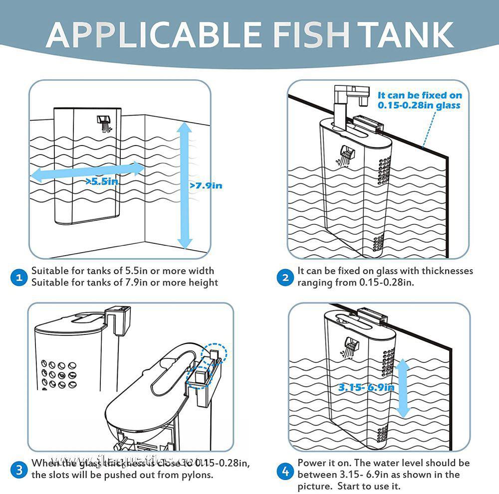 Possible applications and restrictions when using the Hygger Internal Water Change Filter in an aquarium.
