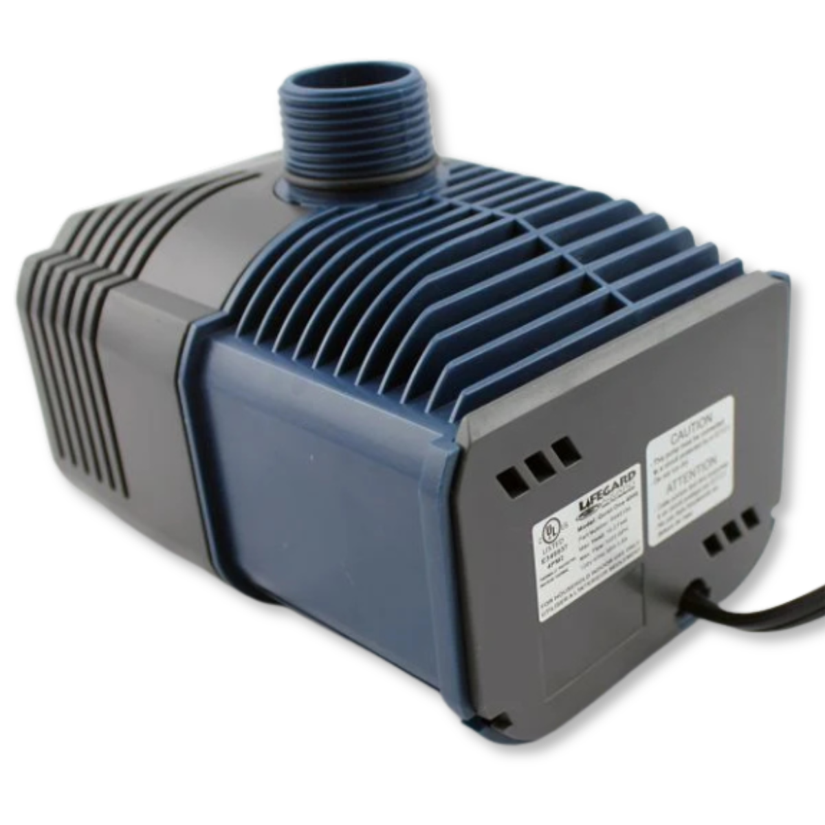 Lifegard Aquatics Quiet One Pro 4000 Water Pump back view featuring specs