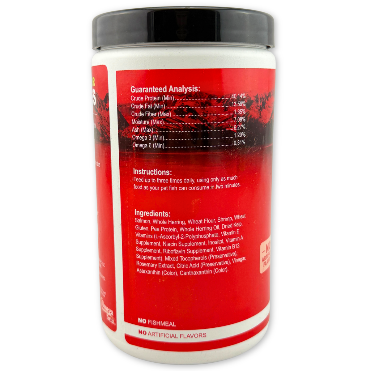 Omega One Super Color Flake Fish Food instructions and ingredients