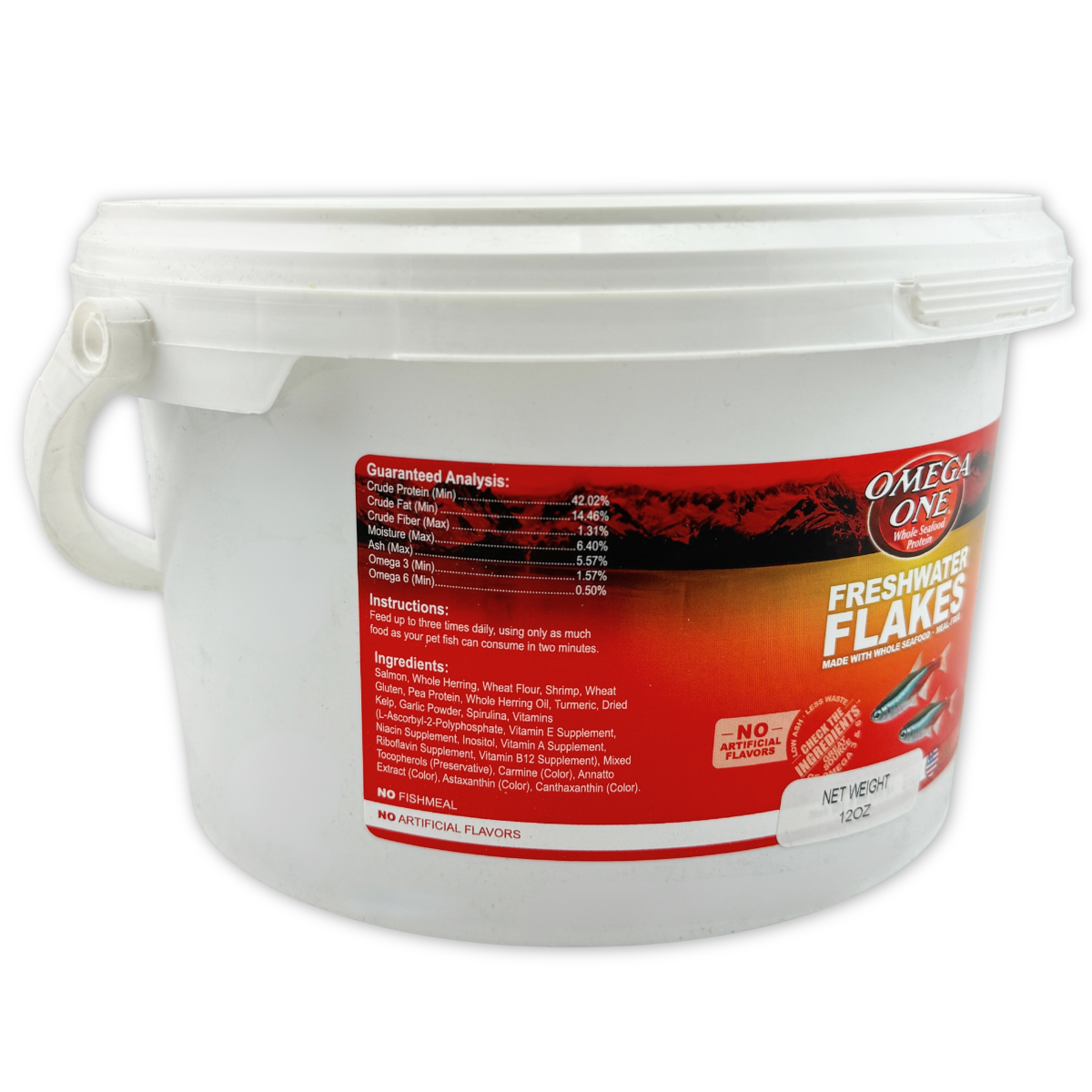Omega One Freshwater Flake Fish Food ingredients and instructions