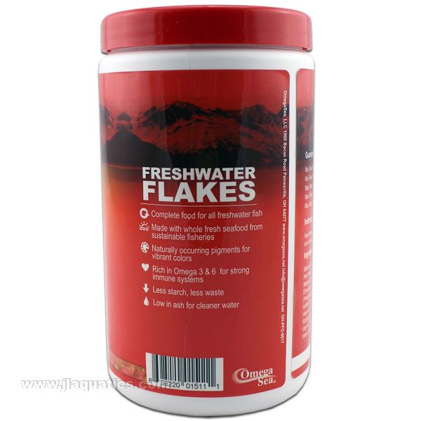 Omega One Freshwater Flake Fish Food product features.