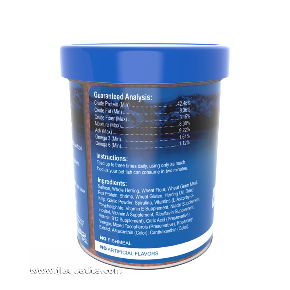 Omega One Marine Small Pellet Fish Food instructions and ingredients.