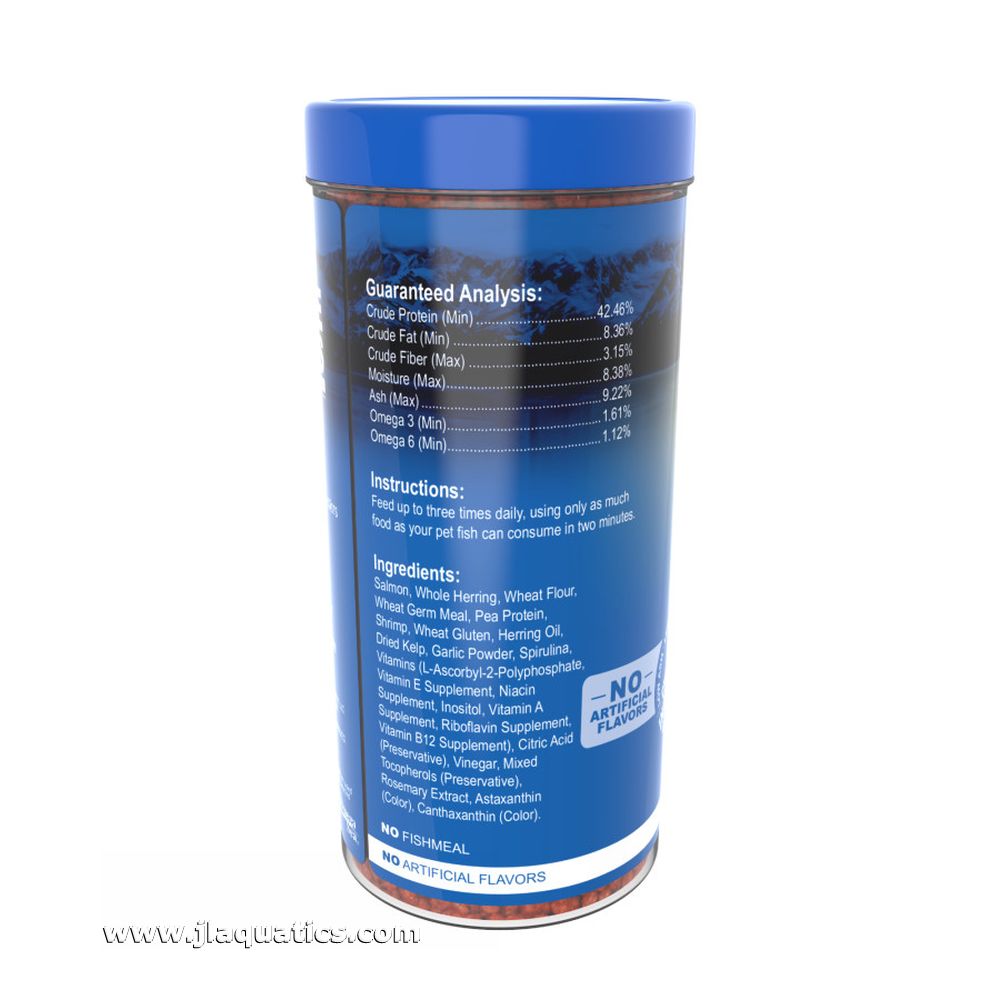 Omega One Marine Small Pellet Fish Food instructions and ingredients.