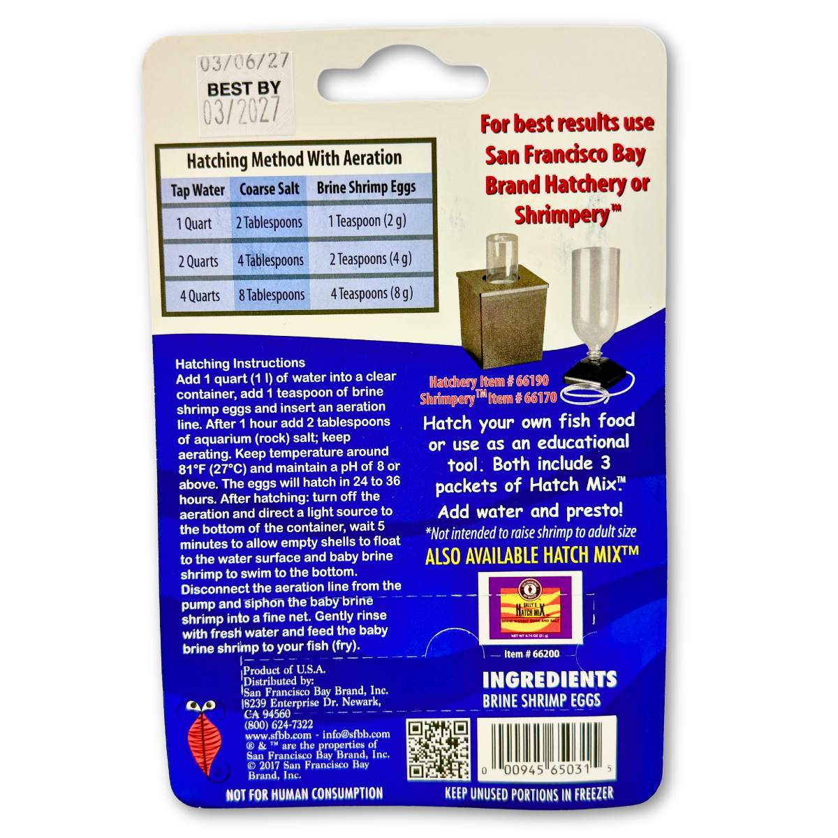 San Francisco Bay Brand Brine Shrimp Eggs instructions 