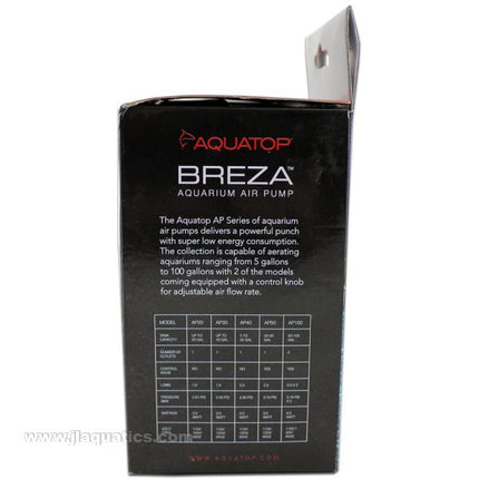 Aquatop Breza Air Pump - AP-30 size chart and features of this air pump for aquariums