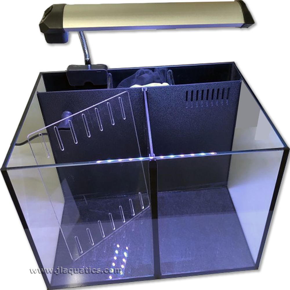 Aqua Japan 4G Betta All In One Aquarium showing divider options - clear or black.