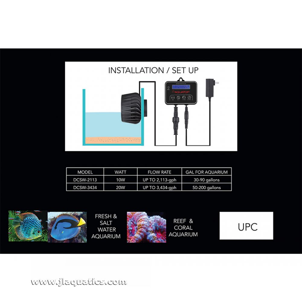 Aquatop Forza Slim Wavemaker DC Pump - 3434GPH proper set-up in the home aquarium.