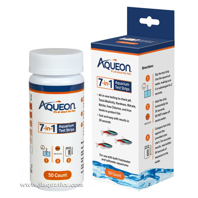 Aqueon 7-in-1 Aquarium Test Strips - 50 Pack view of entire package contents