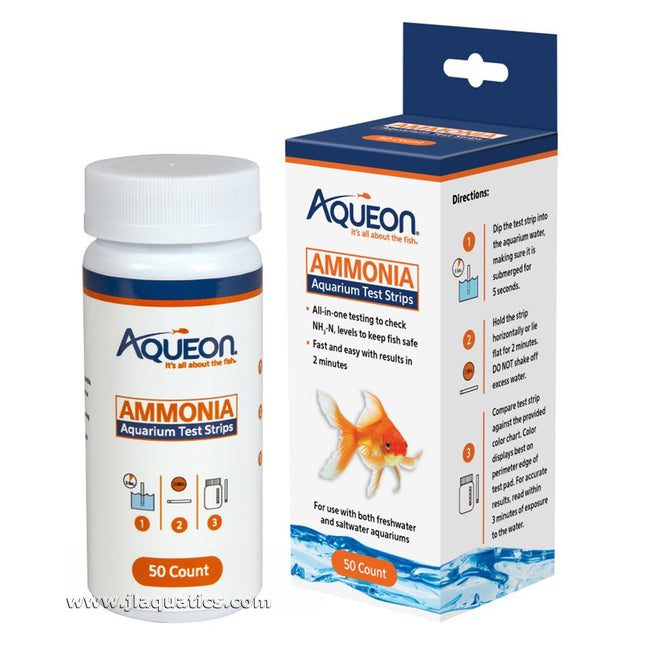 Aqueon Ammonia Test Strips showing all the contents of the package