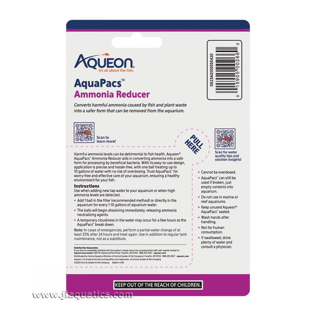 Aqueon AquaPacs Ammonia Reducer - 4 Pack features and instructions.