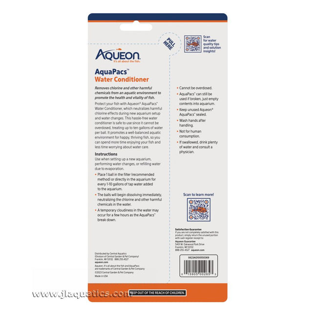 Aqueon AquaPacs Water Conditioner - 12 Pack instructions and features