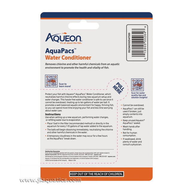 Aqueon AquaPacs Water Conditioner - 4 Pack features and instructions