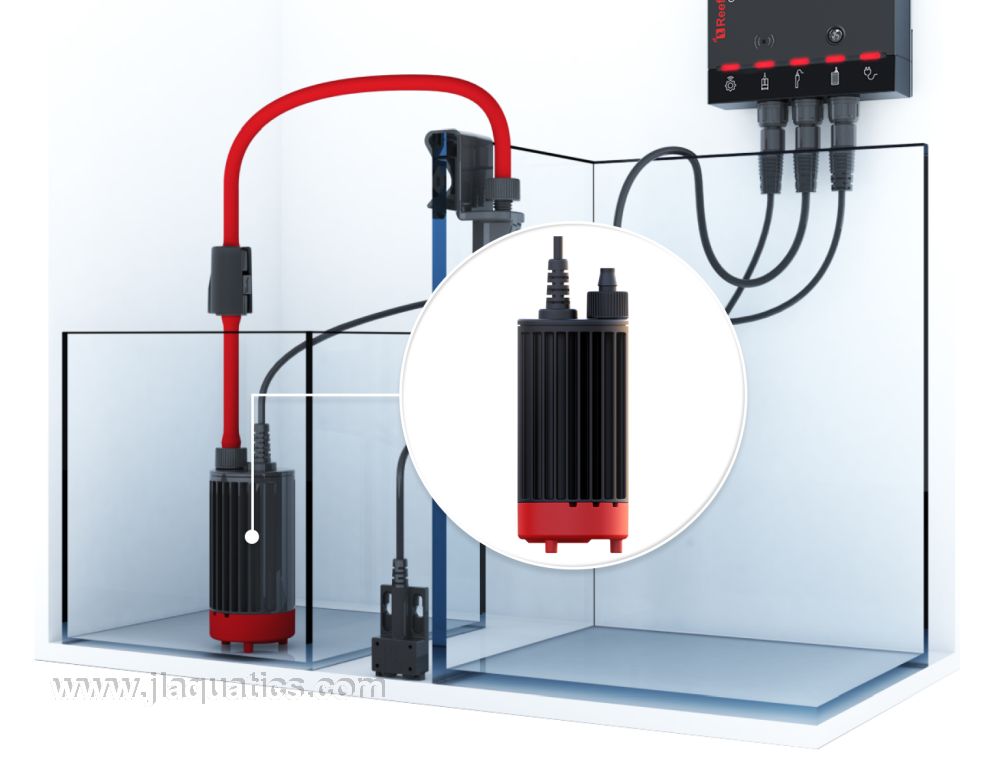 Red Sea Reef ATO+ Upgrade pump close-up positioned in aquarium sump for auto top off