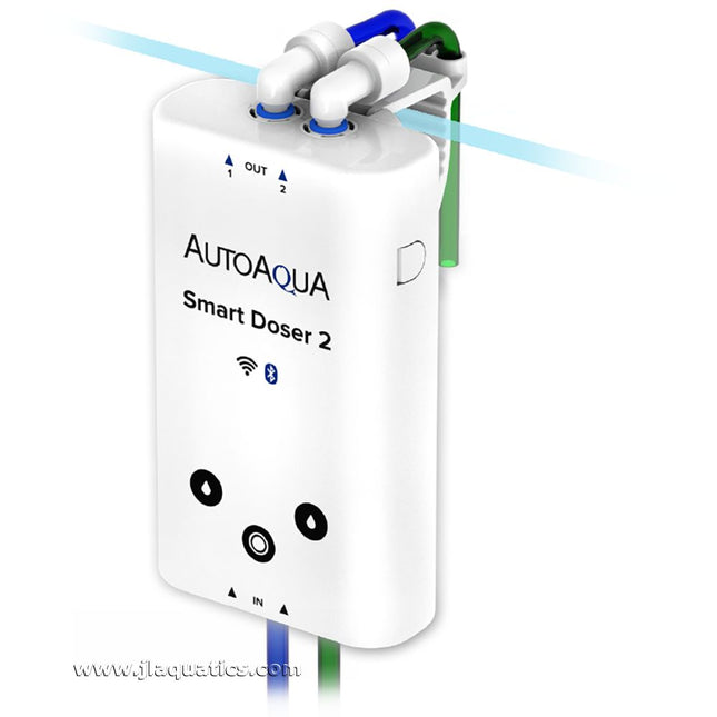 AutoAqua Smart Doser 2 installed on the aquarium - front view