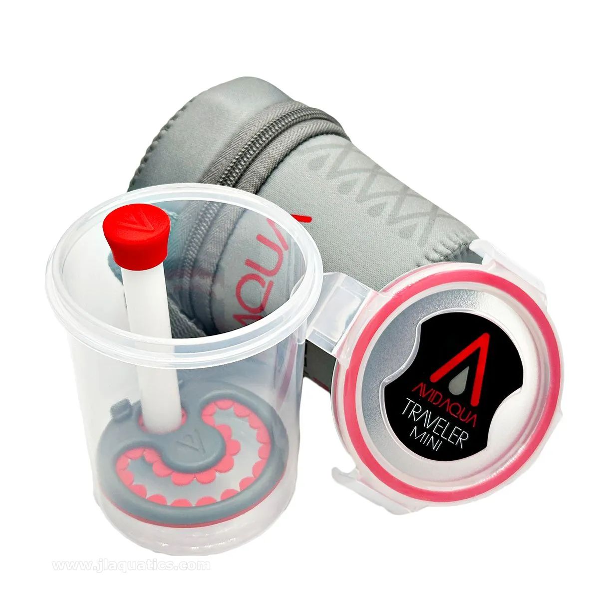 AvidAqua Traveler Mini with portable fabric carrier and reusable packaging