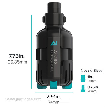 AI Axis 90 Centrifugal Water Pump dimensions and nozzles included with this aquarium return pump