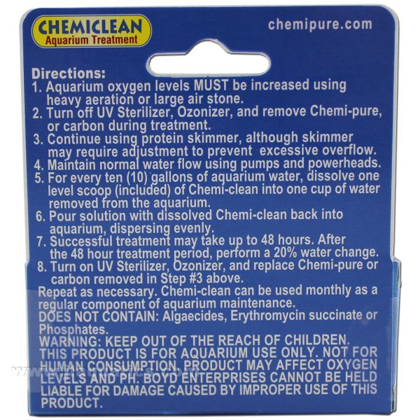 Boyd Chemi-Clean  directions for using an aquarium to control algae