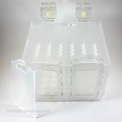 Bubble Magus Collapsible Acclimation Chamber (Double) front view with trap door removed