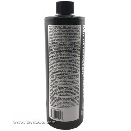 Side of the bottle of the Brightwell Aquatics MicroBacter Start XLF - 500 ml with instructions