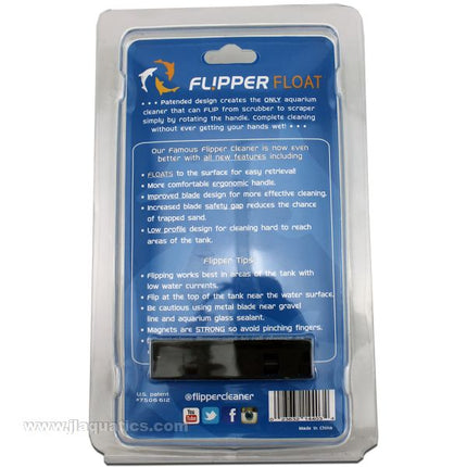 Flipper Cleaner Standard Float back of packaging showing features