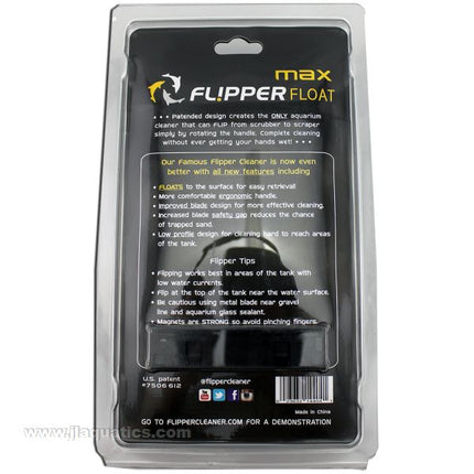 Flipper Cleaner Max Float back of packaging showing features