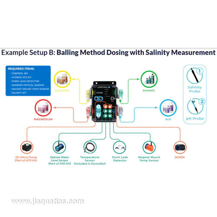 Hydros Control X10 set-up for balling method dosing with salinity measurement in saltwater aquariums