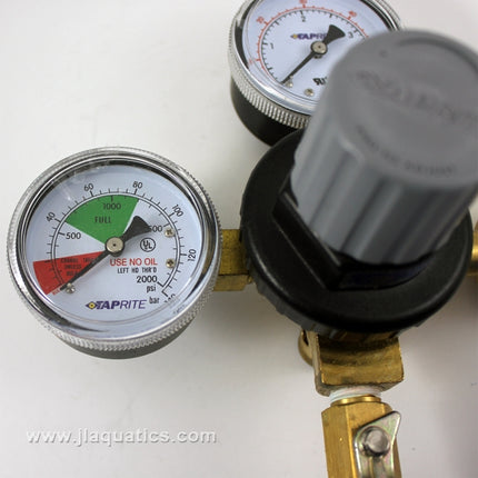 Dual Gauge CO2 Regulator close-up of cylinder reading