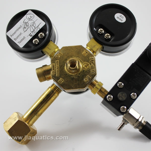 Dual Gauge CO2 Regulator & Solenoid/Needle Valve back view of assembly