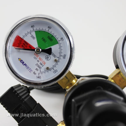 Dual Gauge CO2 Regulator & Solenoid/Needle Valve input valve close-up