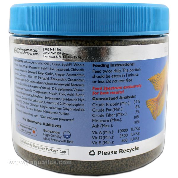 New Life Spectrum Cichlid Fish Food ingredients and nutritional information
